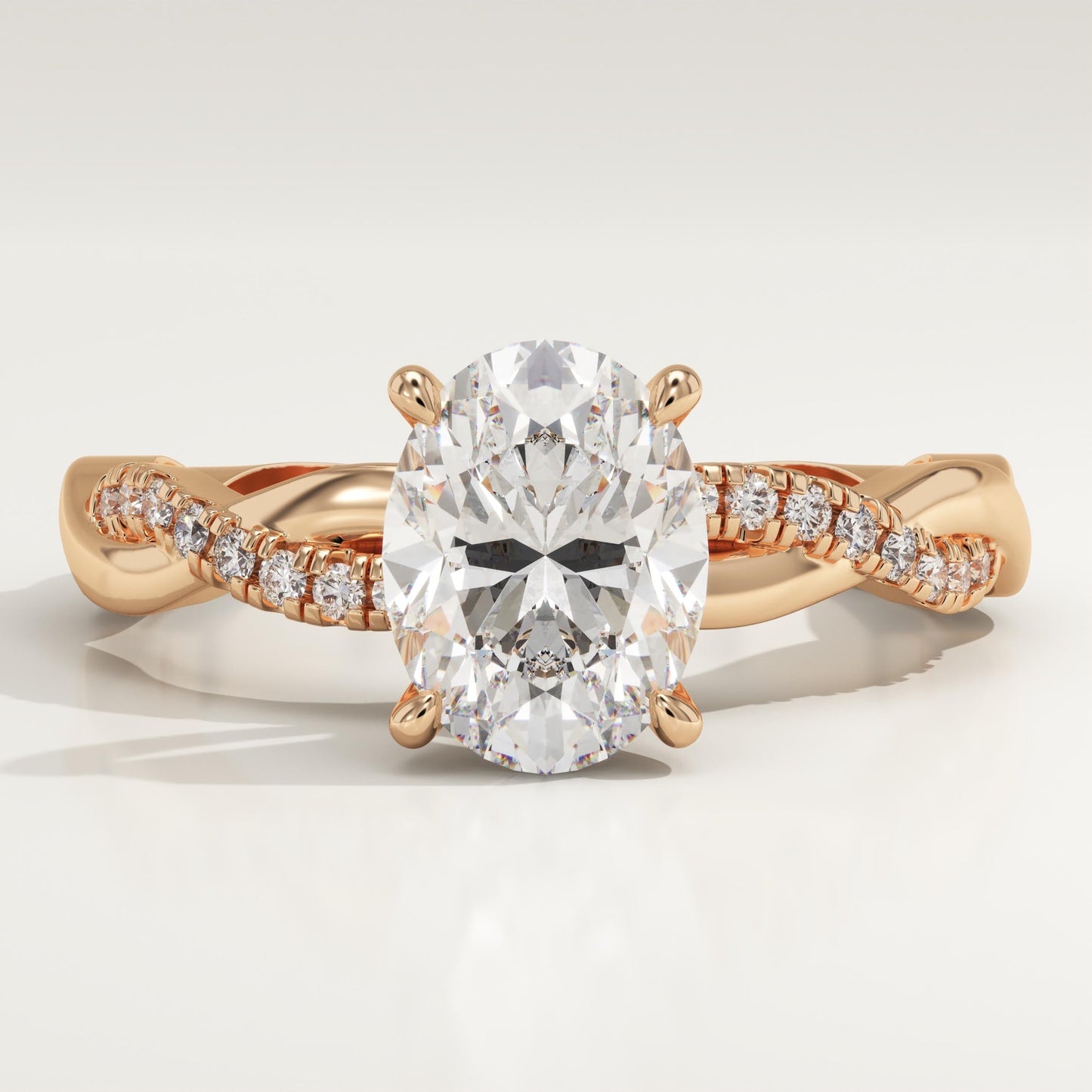 Oval Cut Twisted Pave Lab-Grown Diamond Engagement Ring