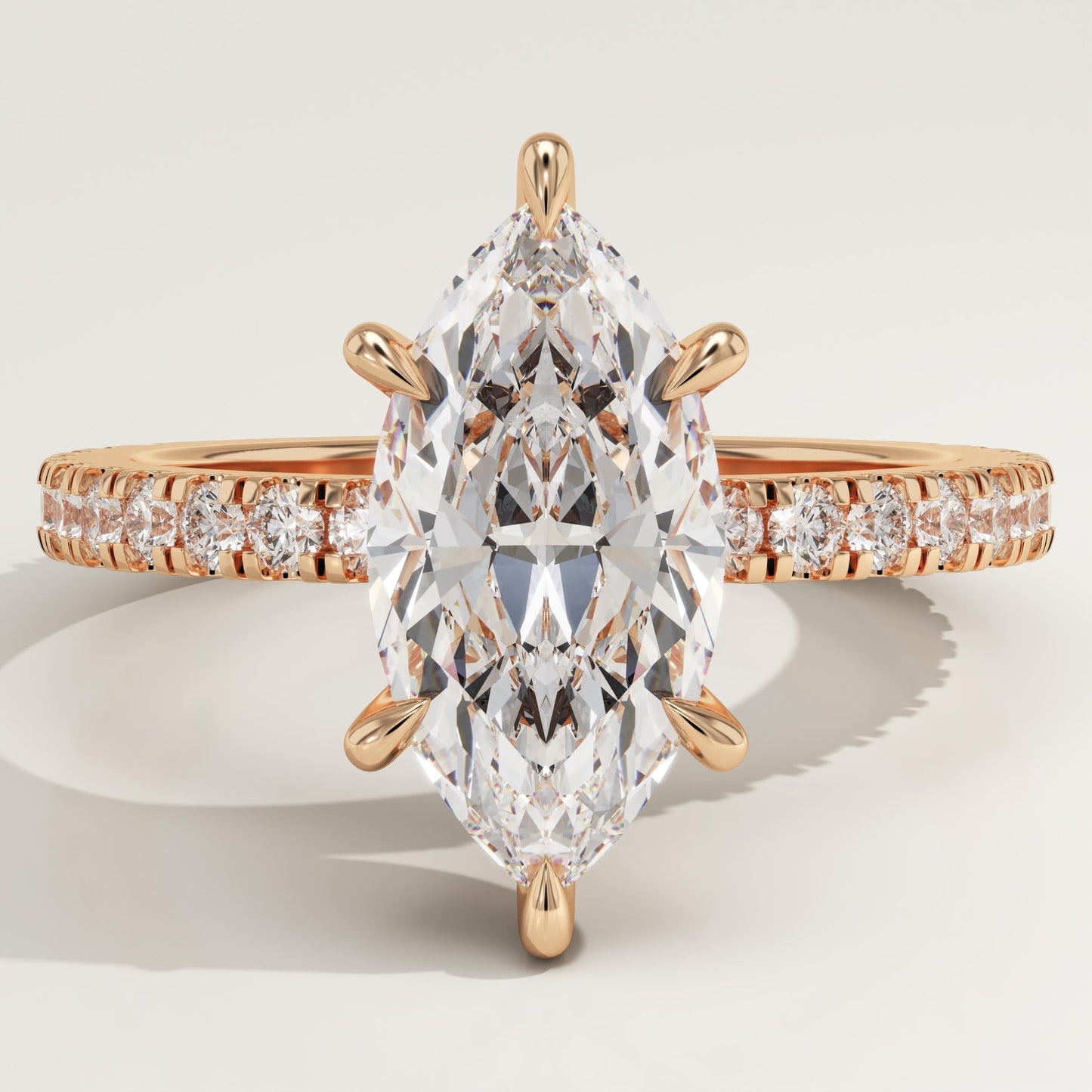 Marquise Cut Hidden Halo & Pave Lab-Grown Diamond Engagement Ring