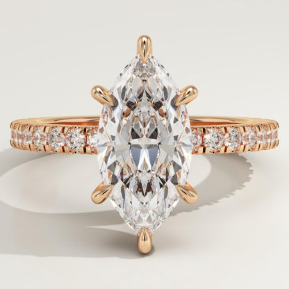 Marquise Cut Hidden Halo & Pave Lab-Grown Diamond Engagement Ring