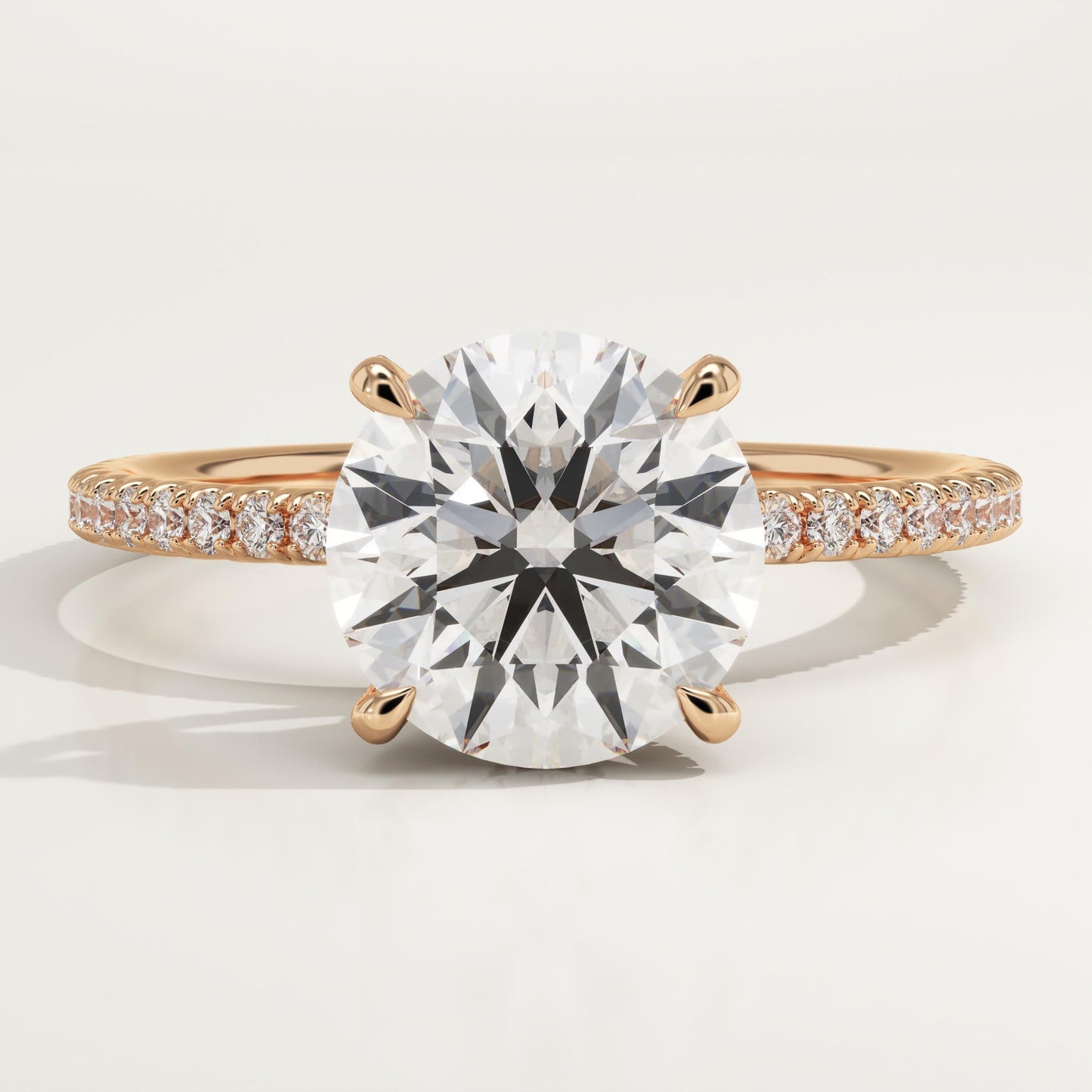 Round Cut Hidden Halo & Pave Lab-Grown Diamond Engagement Ring