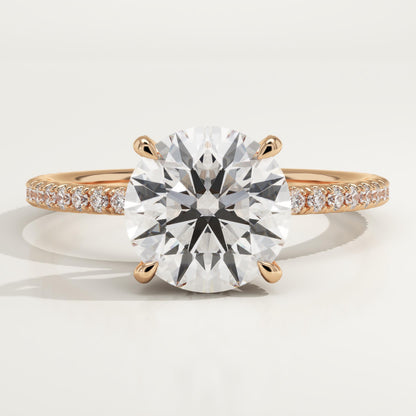 Round Cut Hidden Halo & Pave Lab-Grown Diamond Engagement Ring