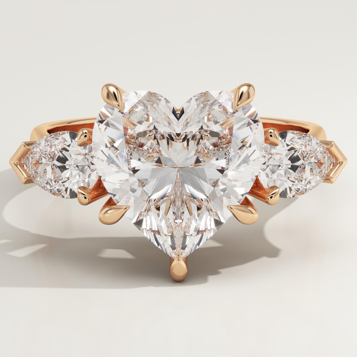 Heart Cut Three Stone Lab-Grown Diamond Engagement Ring