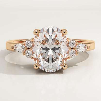 Oval Cut Cluster Lab-Grown Diamond Engagement Ring