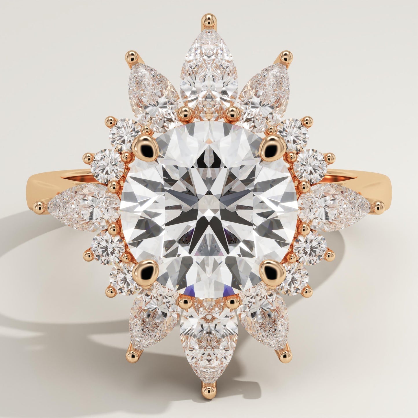 Round Cut Cluster Lab-Grown Diamond Engagement Ring