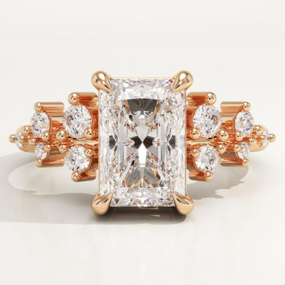 Radiant Cut Cluster Lab-Grown Diamond Engagement Ring