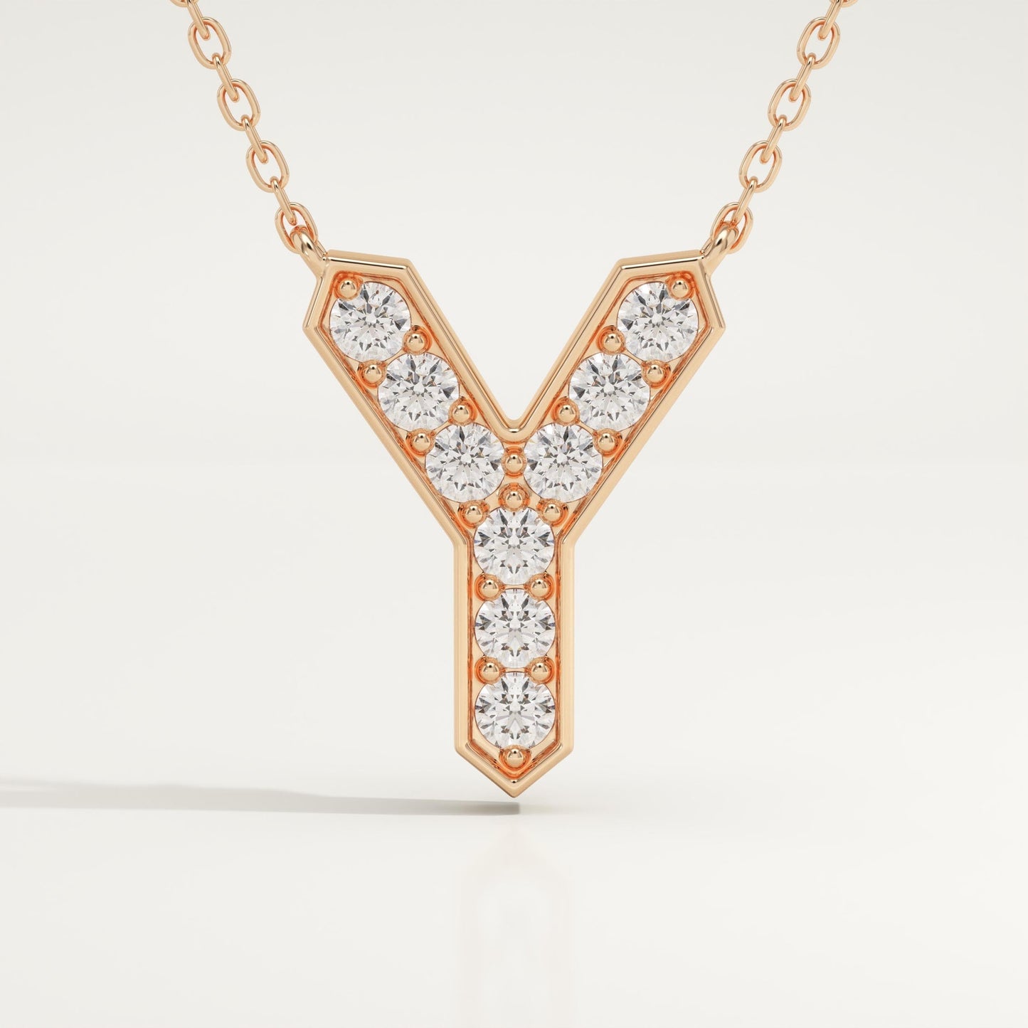 0.23 TCW Round Lab-Grown Diamond Y Initial Necklace