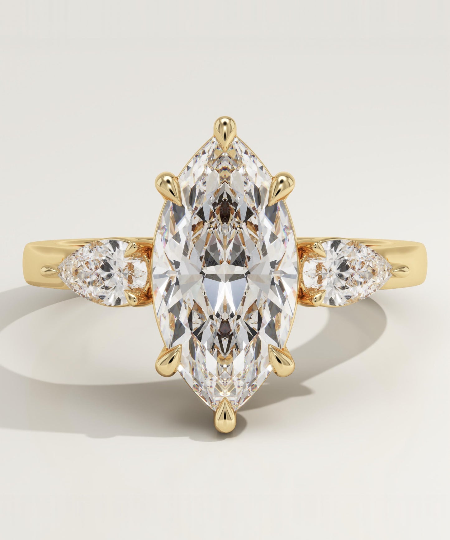 Marquise Cut Three stone Lab-Grown Diamond Engagement Ring