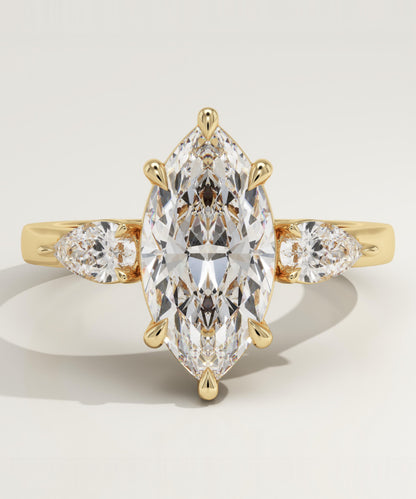 Marquise Cut Three stone Lab-Grown Diamond Engagement Ring
