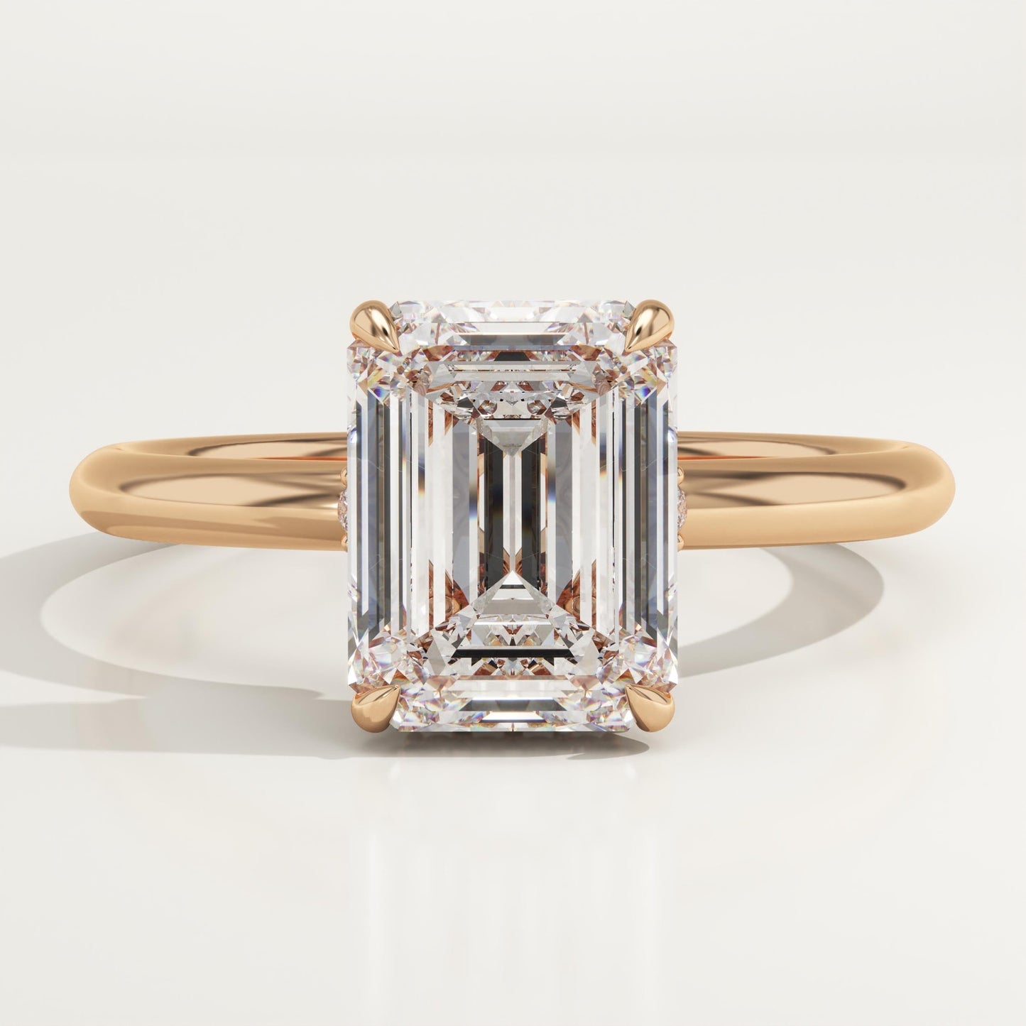 Emerald Cut Hidden Halo Lab-Grown Diamond Engagement Ring
