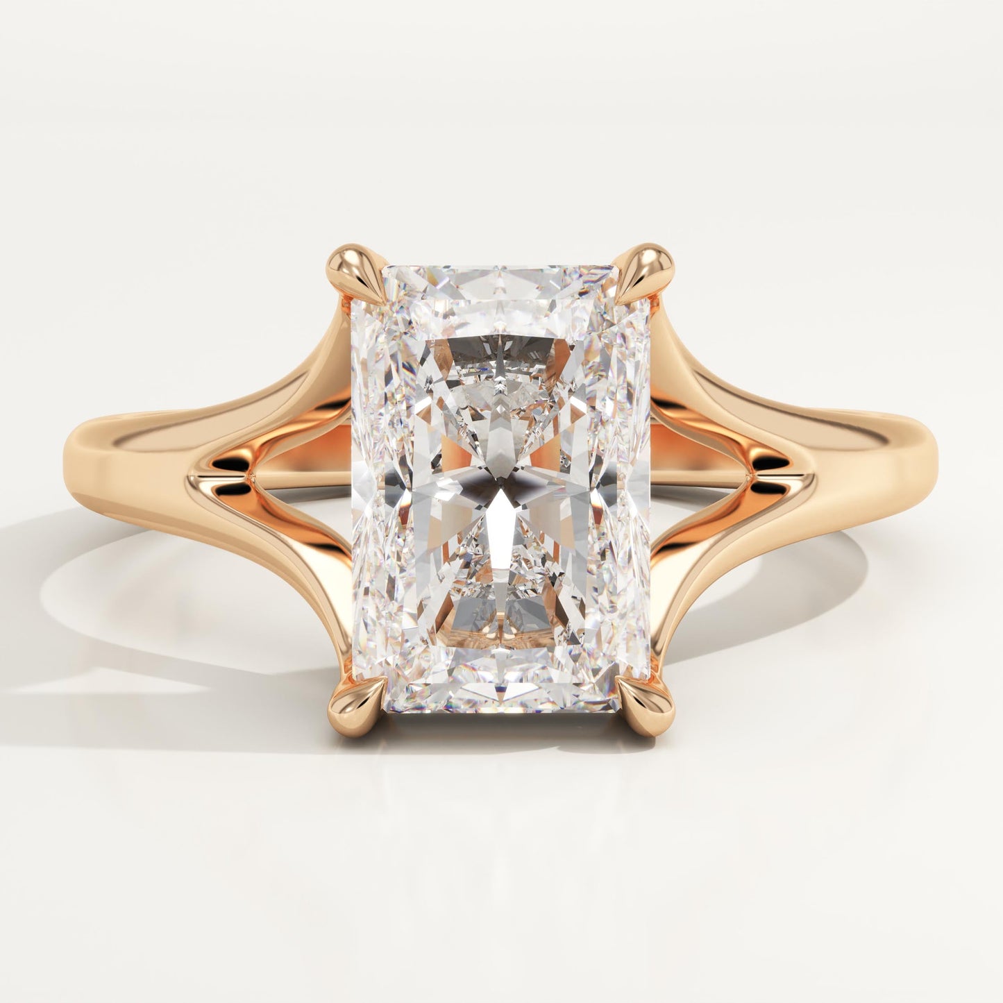 Radiant Cut Solitaire Split Shank Lab-Grown Diamond Engagement Ring