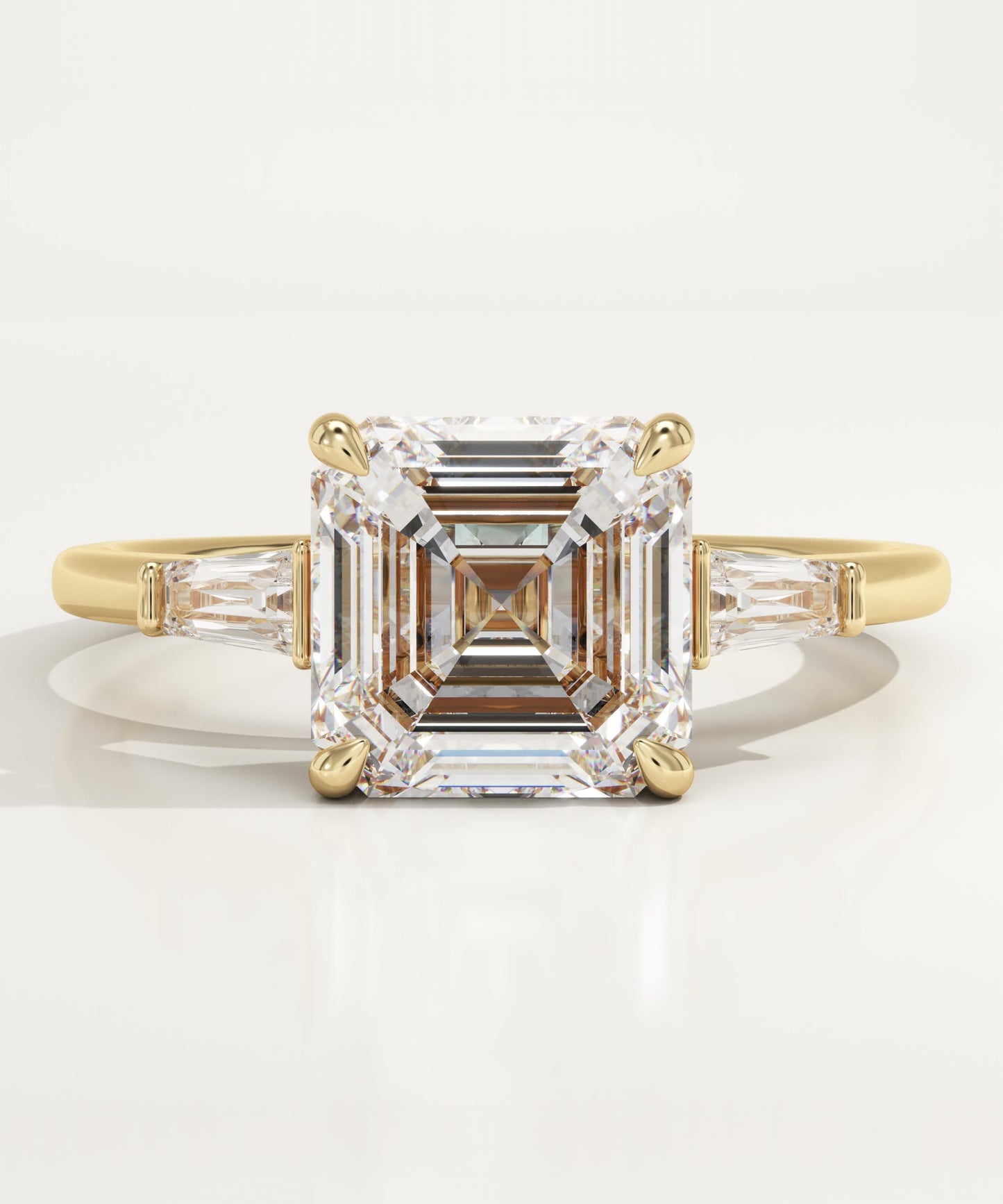 2 CT Asscher Cut Three Stone Moissanite Engagement Ring