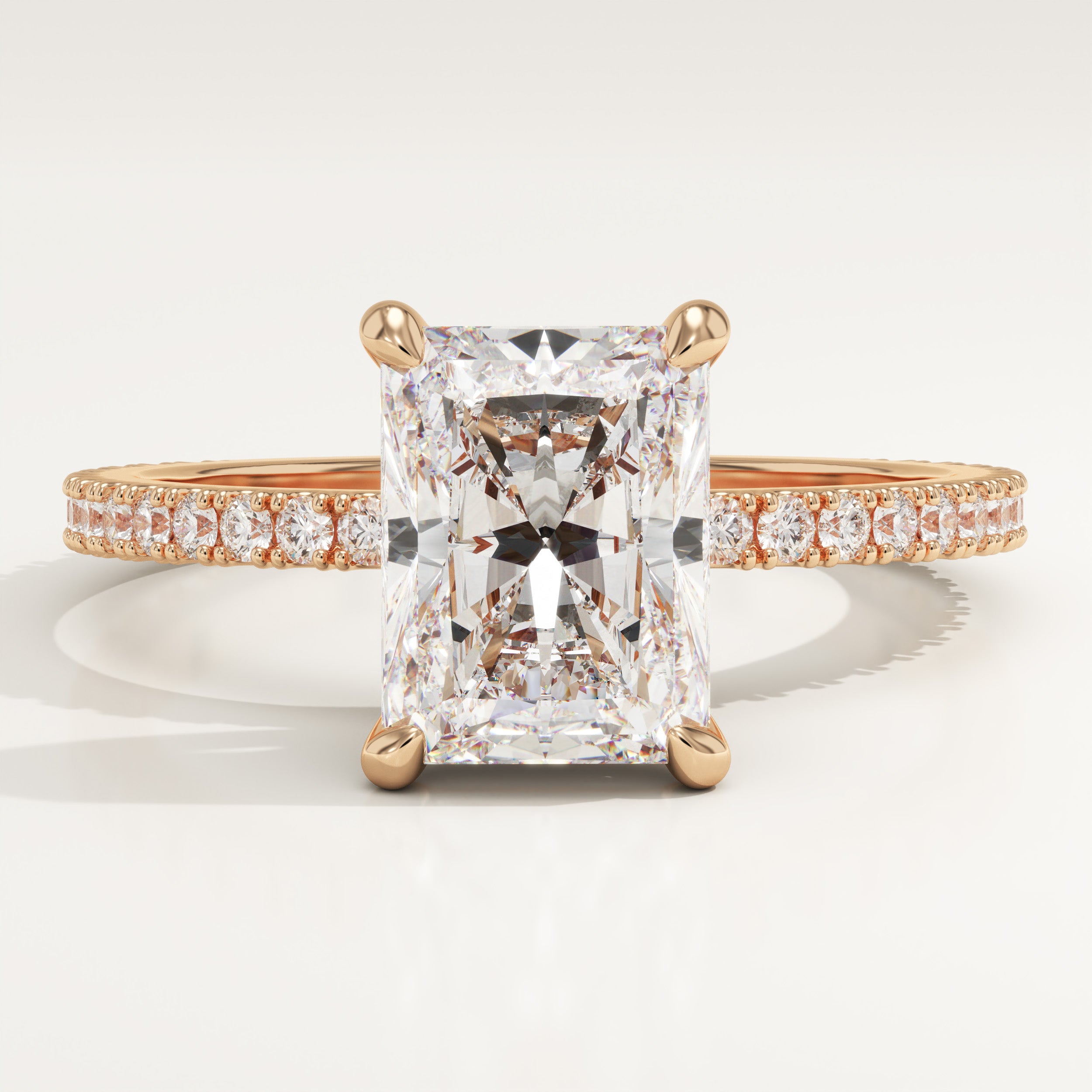 2.0 CT Radiant Cut Pave Lab-Grown Diamond Engagement Ring