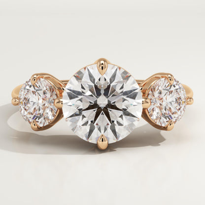 Round Cut Three Stone Lab-Grown Diamond Engagement Ring