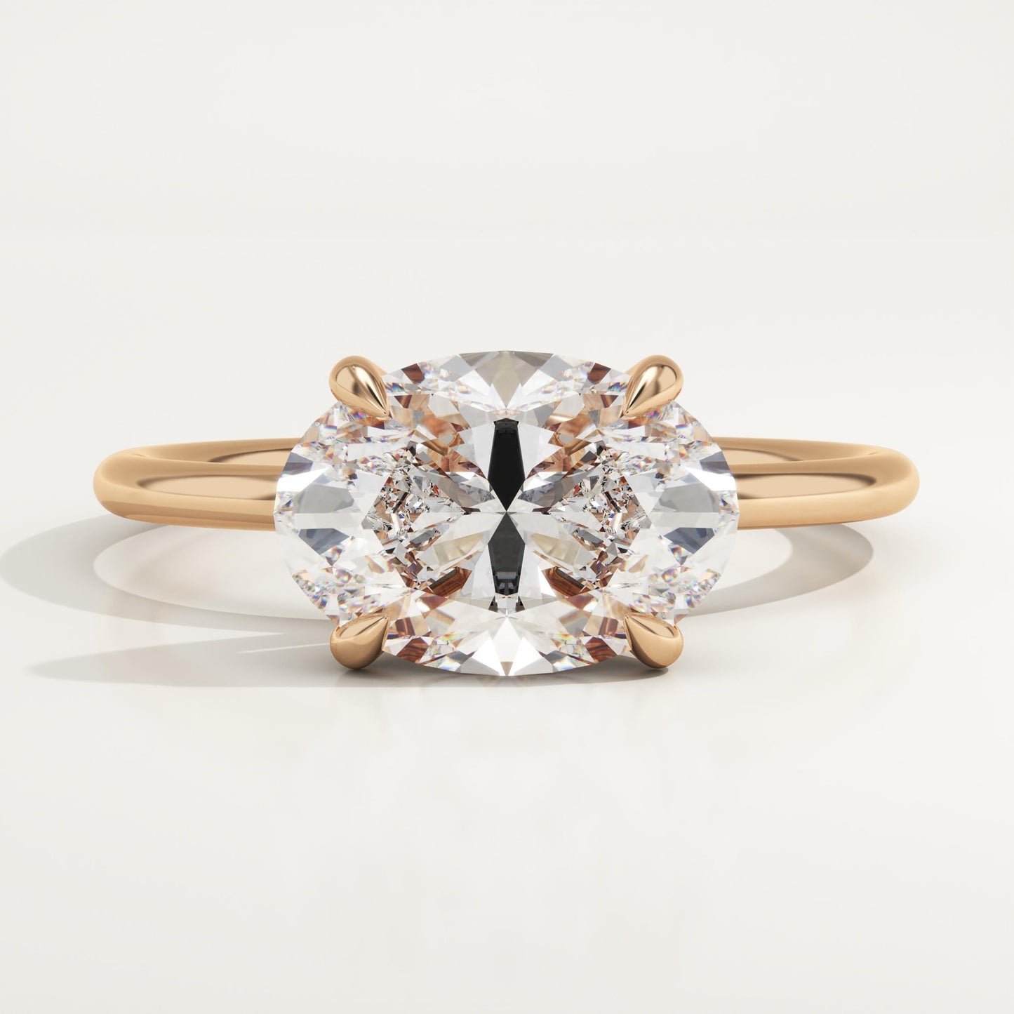 East West Oval Cut Solitaire Lab-Grown Diamond Engagement Ring