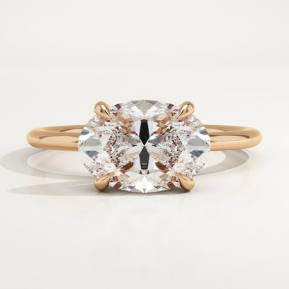 East West Oval Cut Solitaire Lab-Grown Diamond Engagement Ring