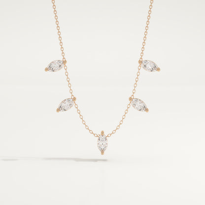 0.88 TCW Marquise Lab-Grown Diamond Charm Necklace