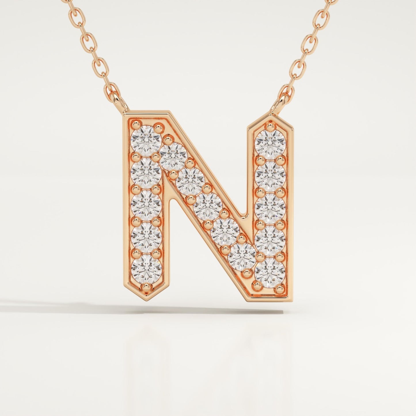 0.31 TCW Round Lab-Grown Diamond N Initial Necklace