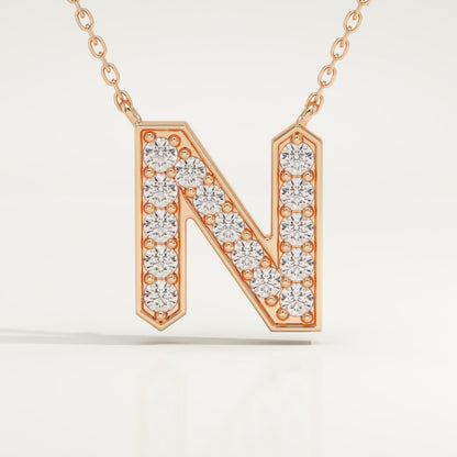 0.31 TCW Round Lab-Grown Diamond N Initial Necklace