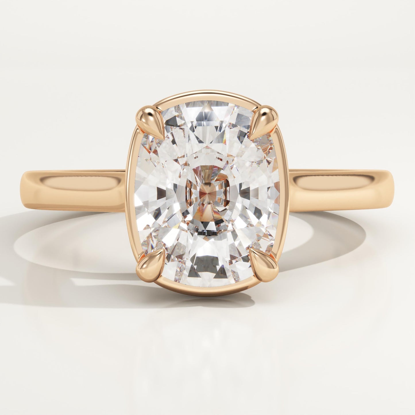 Elongated Cushion Cut Solitaire Cathedral Lab-Grown Diamond Engagement Ring
