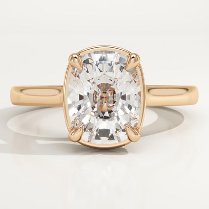 Elongated Cushion Cut Solitaire Cathedral Lab-Grown Diamond Engagement Ring