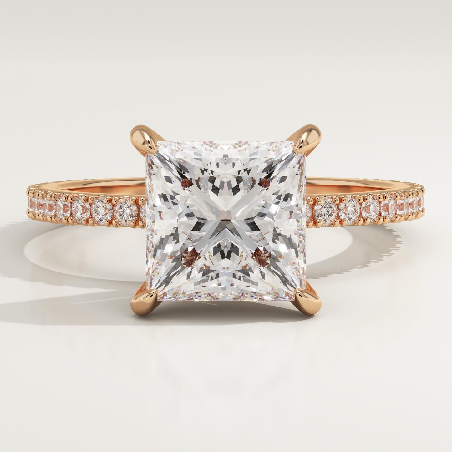 Princess Cut Pave Lab-Grown Diamond Engagement Ring