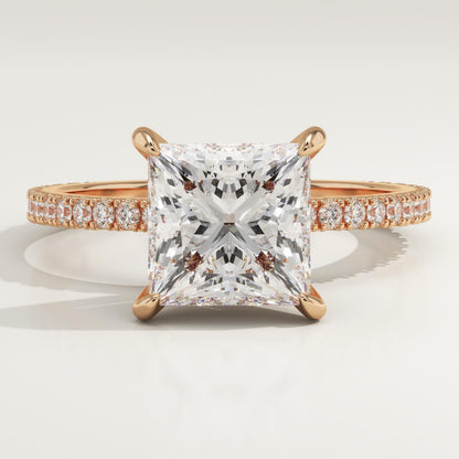 Princess Cut Pave Lab-Grown Diamond Engagement Ring