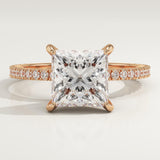 2.0 CT Princess Cut Pave Lab-Grown Diamond Engagement Ring