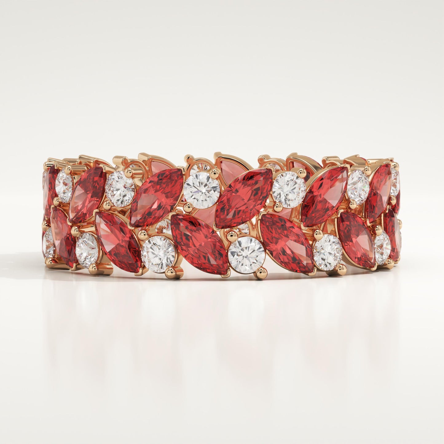 1.93 TCW Round & Marquise Shaped January-Garnet Birthstone Wedding Band