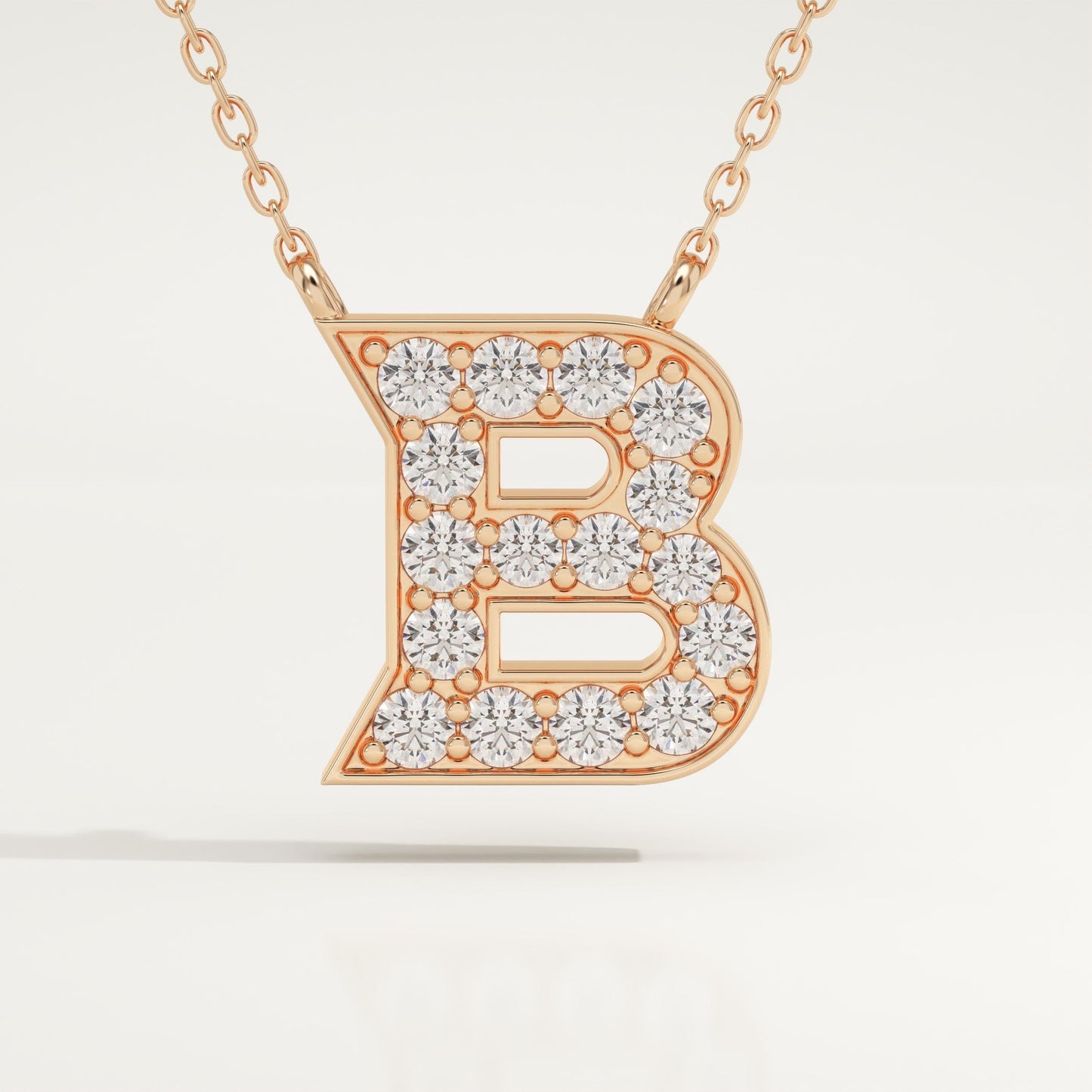 0.323 TCW Round Lab-Grown Diamond B Initial Necklace