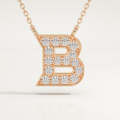 0.323 TCW Round Lab-Grown Diamond B Initial Necklace