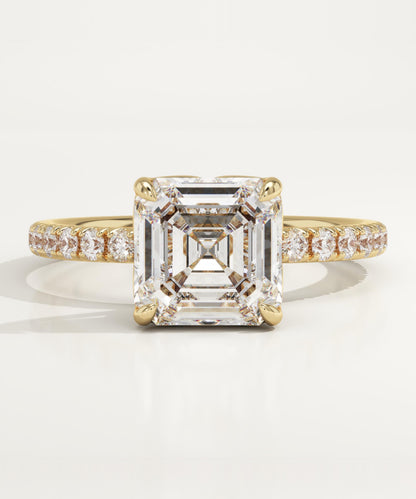 Asscher Cut Pave Lab-Grown Diamond Engagement Ring