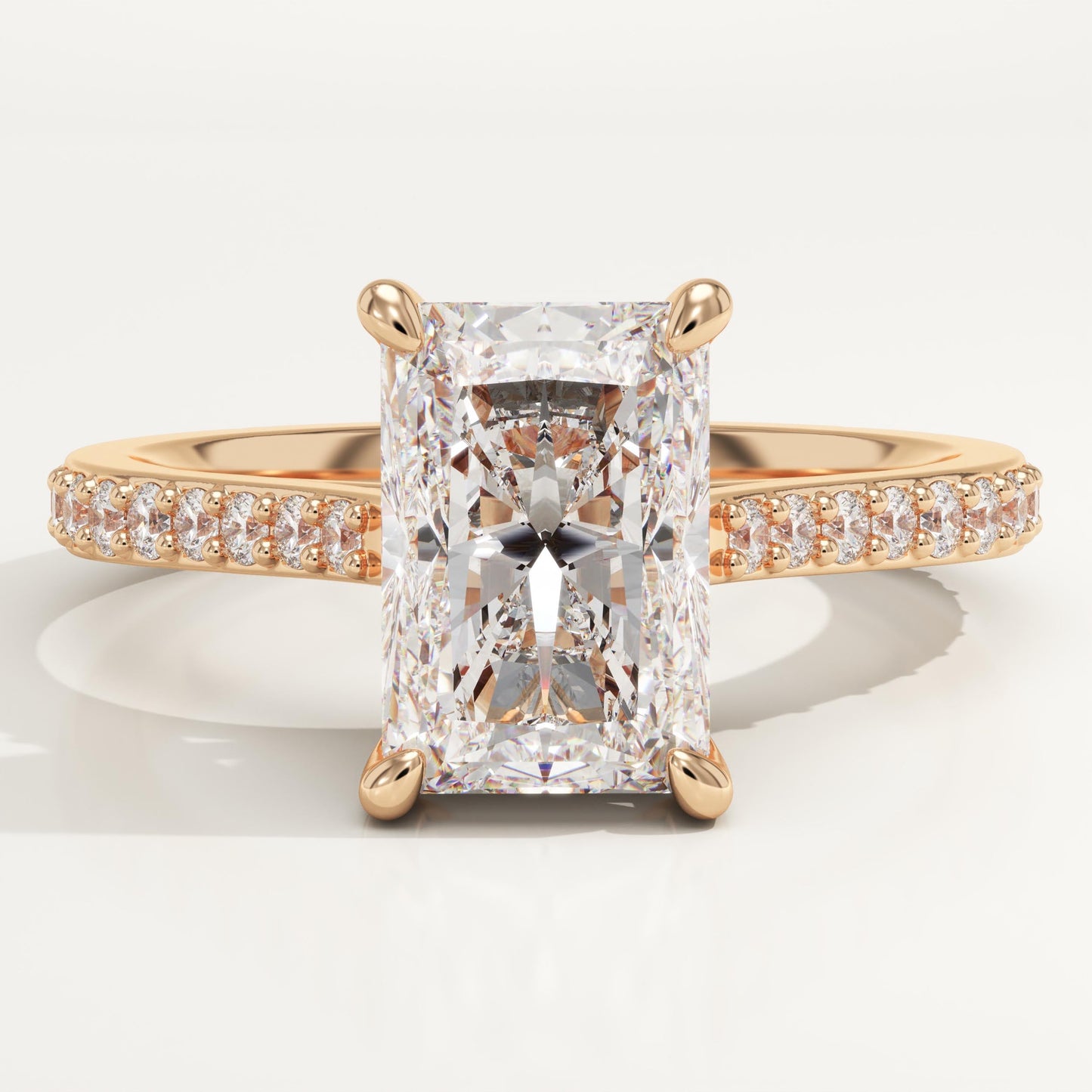 Radiant Cut Pave Cathedral Lab-Grown Diamond Engagement Ring