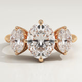 2.0 CT Oval Cut Three Stone Lab-Grown Diamond Engagement Ring