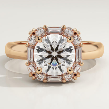 Round Cut Cluster Lab-Grown Diamond Engagement Ring