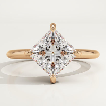 2.25 CT Princess Cut Hidden Halo Moissanite Engagement Ring