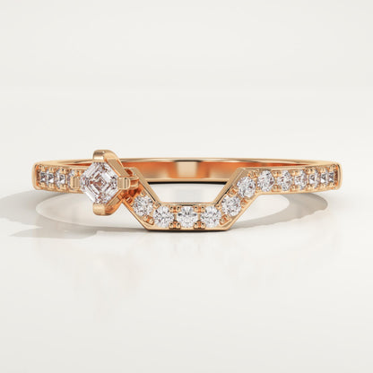 0.25 TCW Emerald Square & Round Lab-Grown Diamond Curved Wedding Band