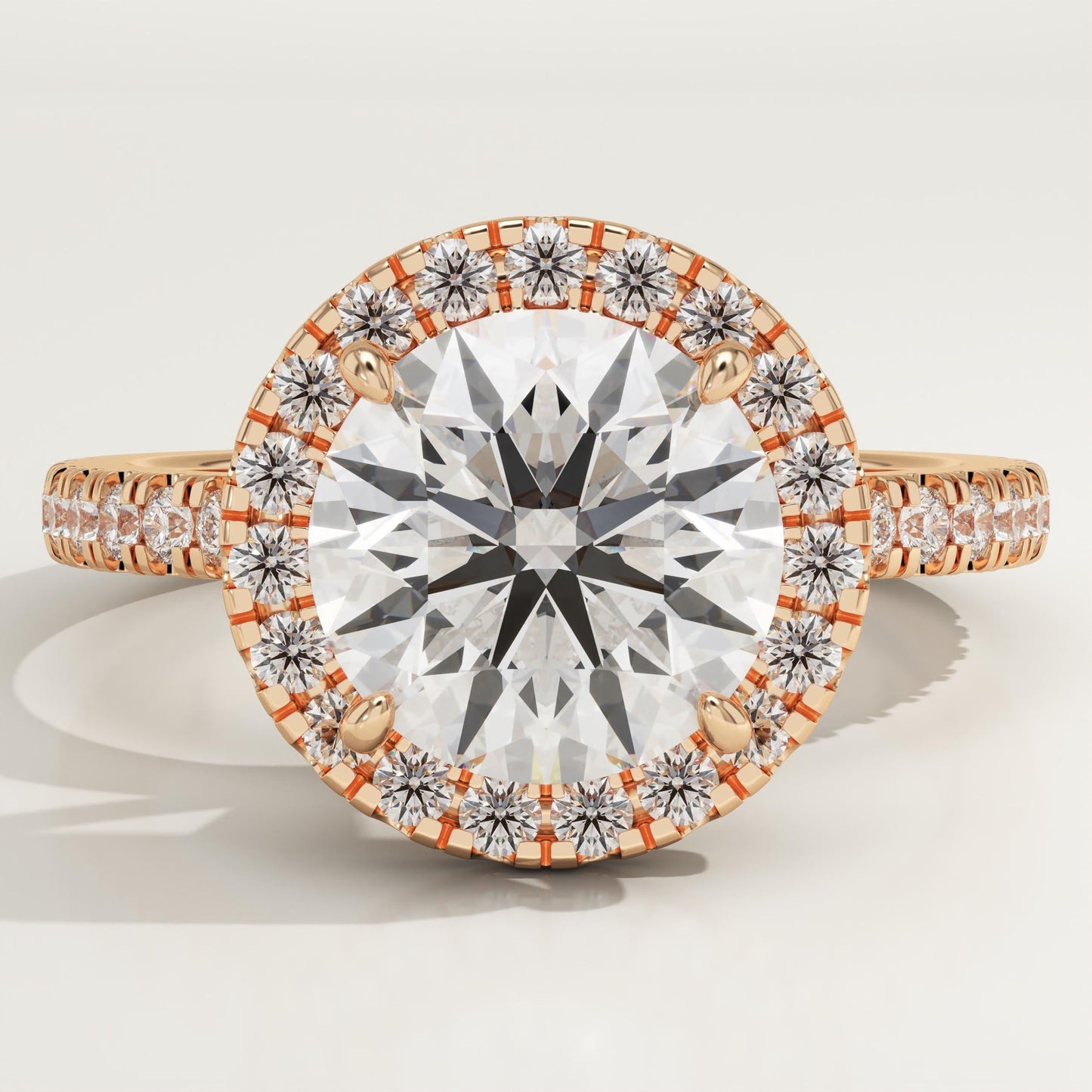Round Cut Halo & Pave Lab-Grown Diamond Engagement Ring