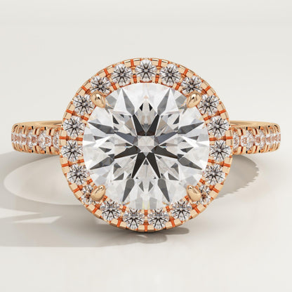 Round Cut Halo & Pave Lab-Grown Diamond Engagement Ring