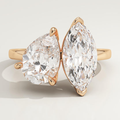 3.5 TCW Marquise & Pear Cut Toi Et Moi Lab-Grown Diamond Engagement Ring