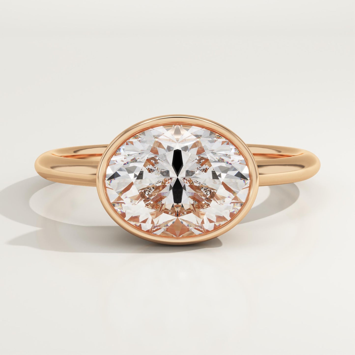 1.75 CT East West Oval Cut Solitaire Bezel Moissanite Engagement Ring