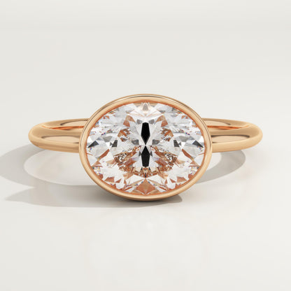 1.75 CT East West Oval Cut Solitaire Bezel Moissanite Engagement Ring