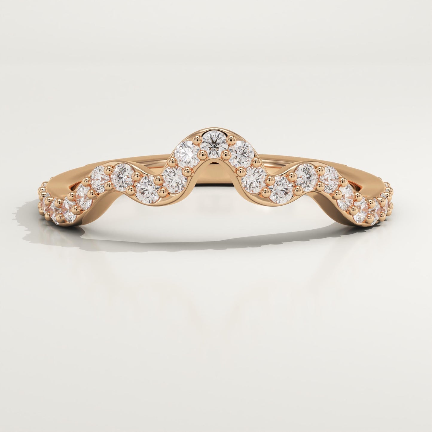 0.58 TCW Round Lab-Grown Diamond Curved Wedding Band