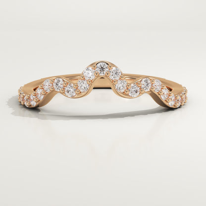 0.58 TCW Round Lab-Grown Diamond Curved Wedding Band