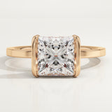 2.0 CT Princess Cut Half Bezel Lab-Grown Diamond Engagement Ring