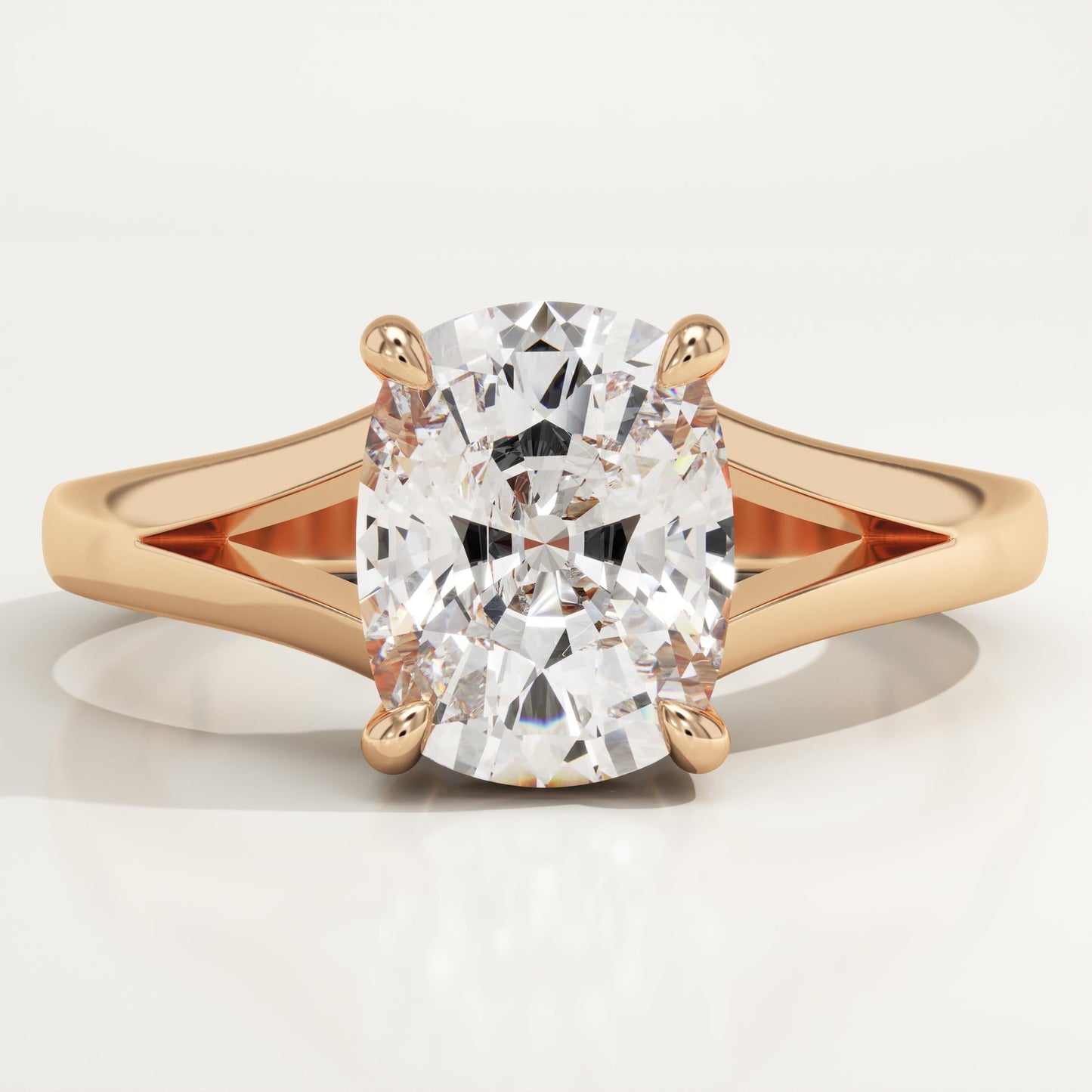 Elongated Cushion Cut Solitaire Split Shank Lab-Grown Diamond Engagement Ring