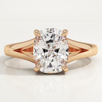 Elongated Cushion Cut Solitaire Split Shank Lab-Grown Diamond Engagement Ring