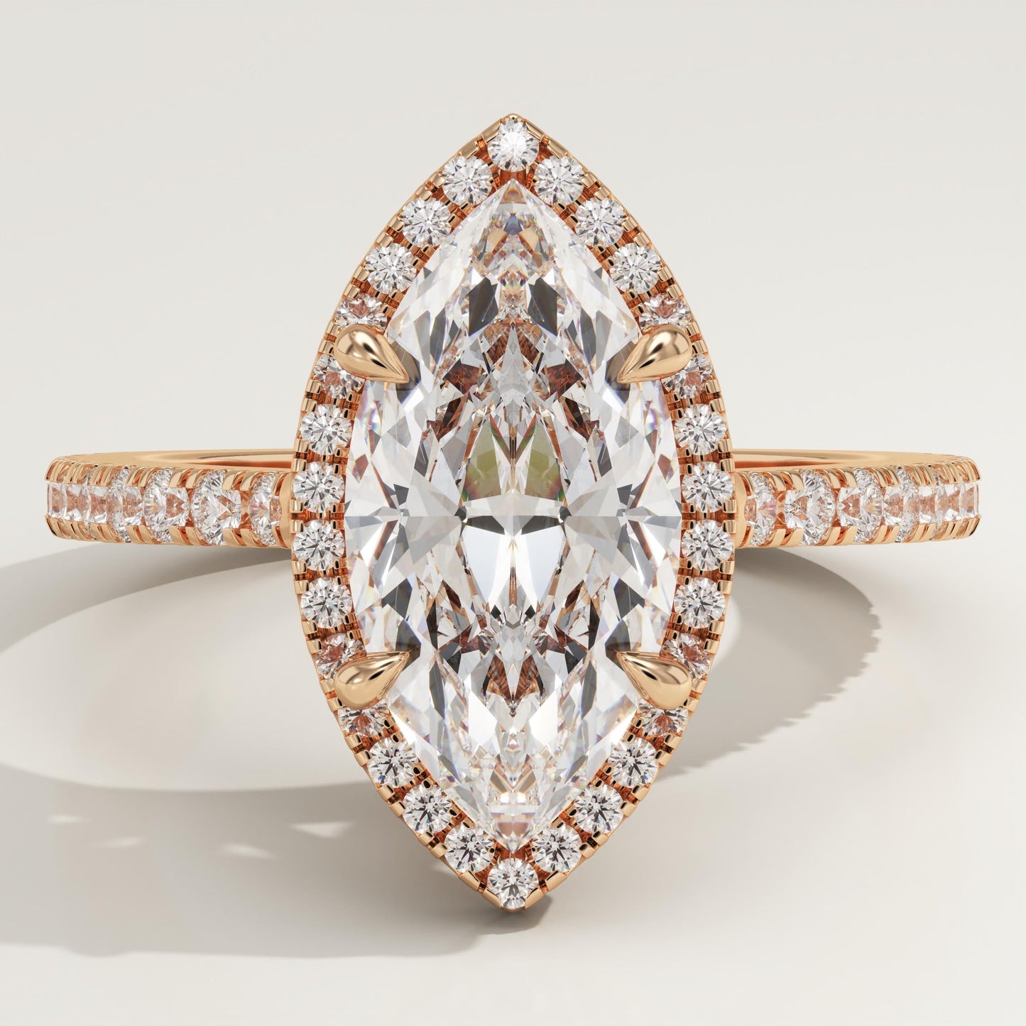 Marquise Cut Halo & Pave Cathedral Lab-Grown Diamond Engagement Ring