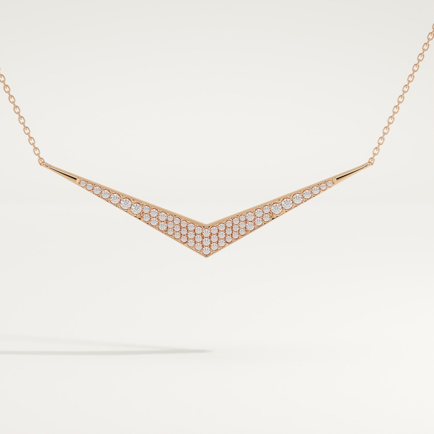 0.272 TCW Round Lab-Grown Diamond V Elongated Shaped Necklace