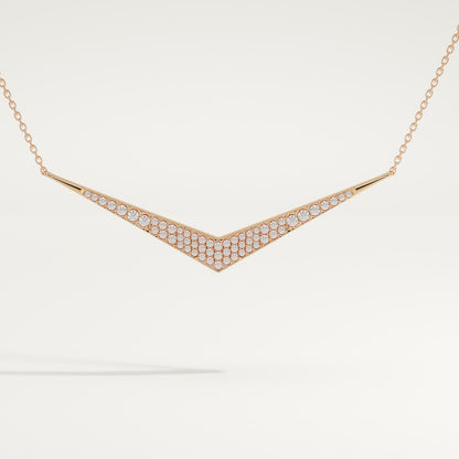 0.272 TCW Round Lab-Grown Diamond V Elongated Shaped Necklace