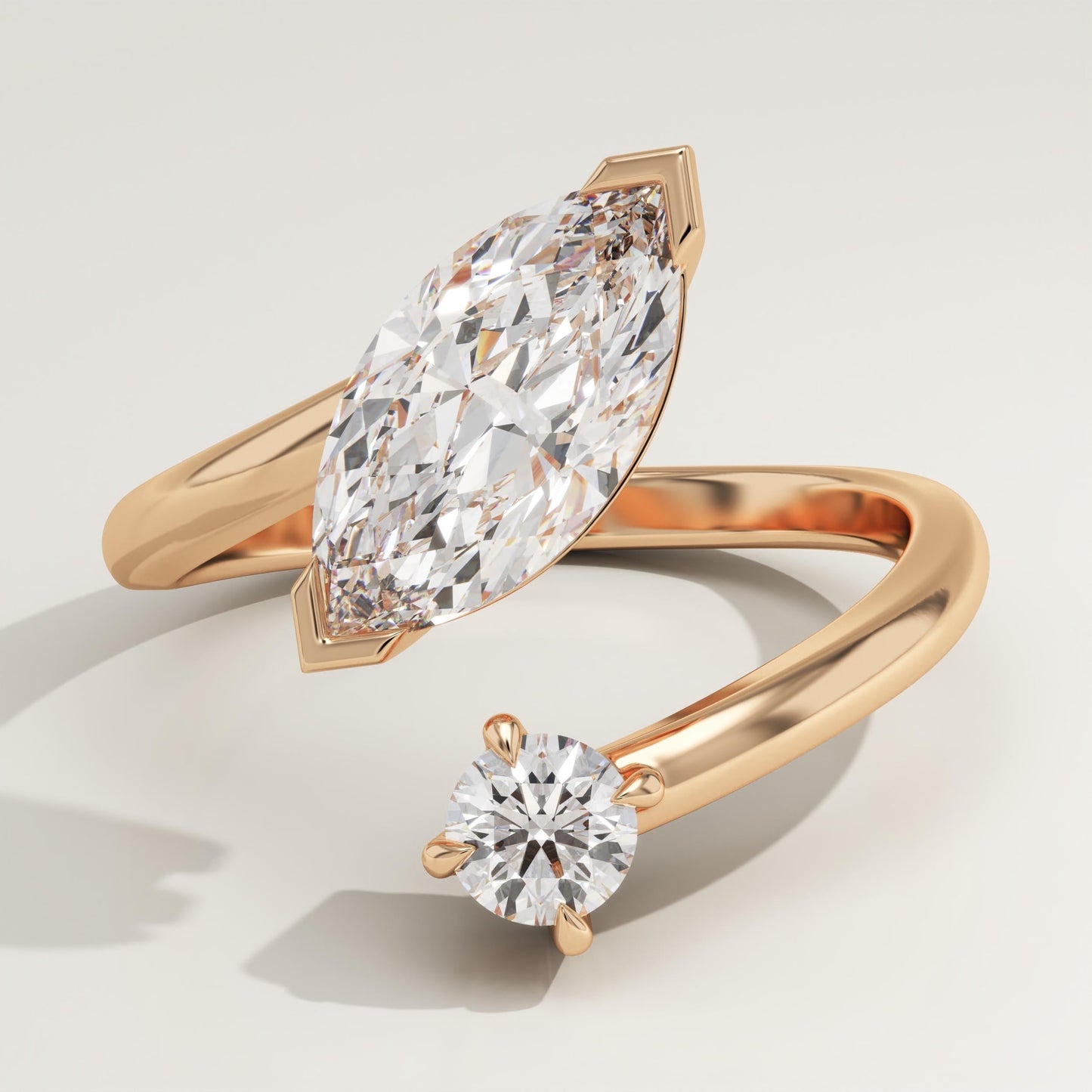 1.75 TCW Marquise & Round Cut Toi Et Moi Lab-Grown Diamond Engagement Ring